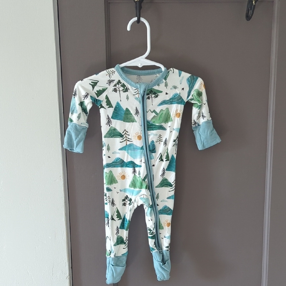 Little Sleepies White and Blue Footies One Piece